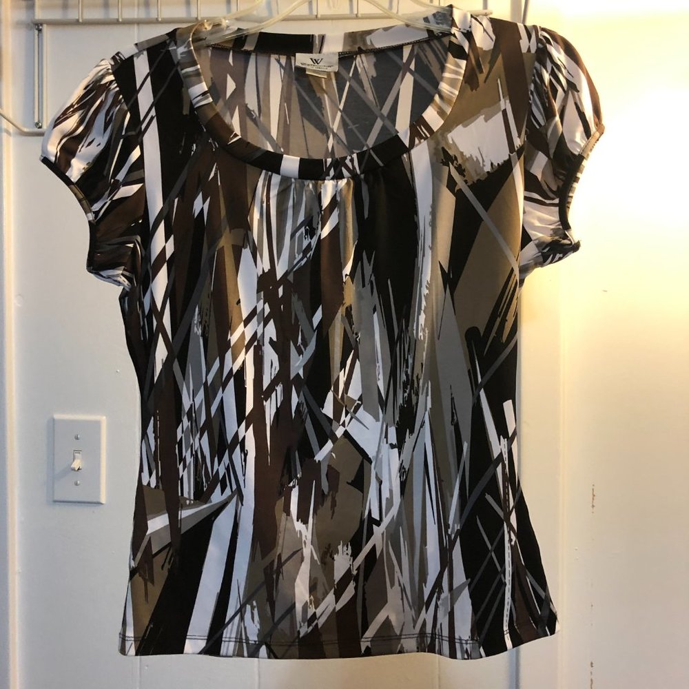 Worthington Scoop Neck Short Sleeve Blouse